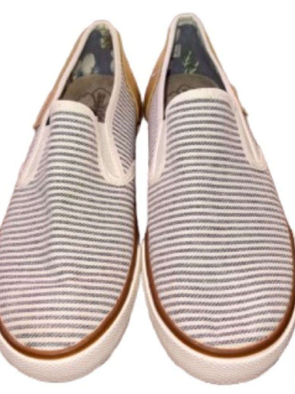 Women's Slip-On Tommy Bahama Canvas/Leather Slip Ons in White and Gray Sz 10